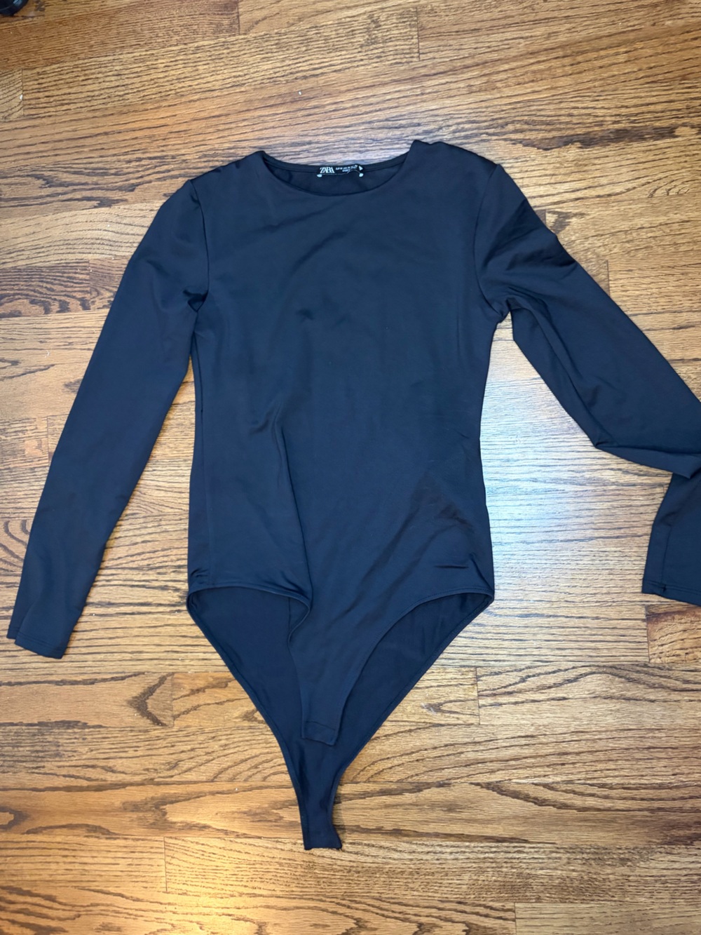 Zara Women's Black Long-Sleeve Bodysuit